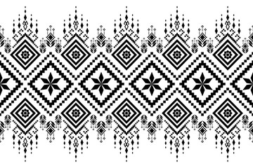 Nature vintages cross stitch traditional ethnic pattern paisley flower Ikat background abstract Aztec African Indonesian Indian seamless pattern for fabric print cloth dress carpet curtains and sarong