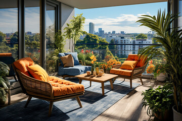 Obraz premium Modern balcony interior design with chair