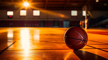 Basketball closeup on court