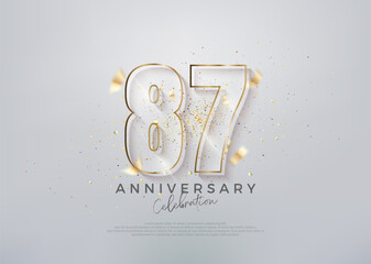 Modern number 87th with unique glass numerals. premium vector for celebration design. Premium vector for poster, banner, celebration greeting.