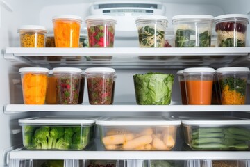 clear food storage containers in a refrigerator