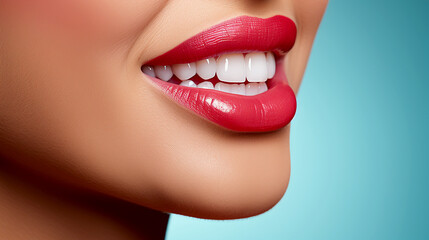 Fototapeta premium Open sensual female mouth with white teeth