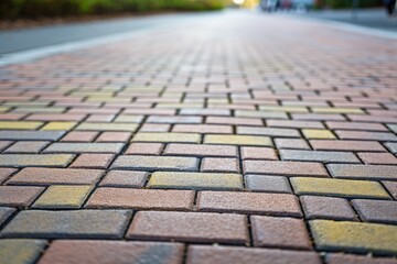 close up of pavement bricks on a pedestrian walkway