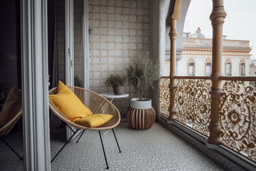 Modern balcony interior design with chair