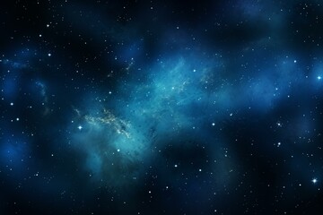 A radiant azure nebula adorned with sparkling stars, it portrays a fantastical galactic scenery. Generative AI
