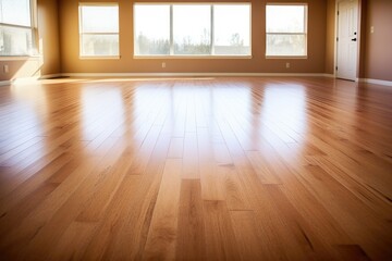 Fototapeta na wymiar freshly laid hardwood floor in an empty room