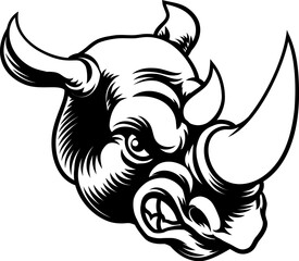 A rhino or rhinoceros mean, angry cartoon animal sports mascot © Christos Georghiou