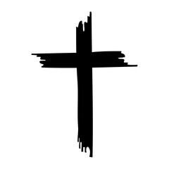 Paint Brush Stroke Cross on White Background