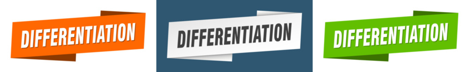 differentiation banner. differentiation ribbon label sign set