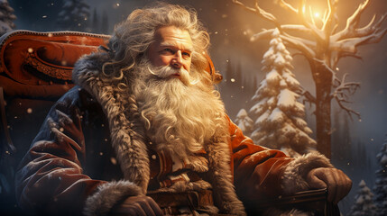 Obraz premium santa claus in the snow background