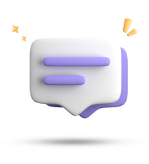 3d rendering of speech bubble with notification icons, 3D pastel yellow blue chat icon set. Set of 3d speak bubble.