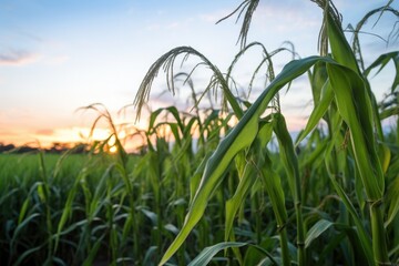 armyworms in a cornfield during dusk
