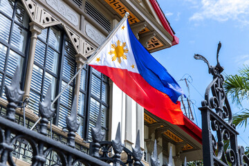 Philippine national flag hoisted at Malacanang Palace, Manila , Philippines
