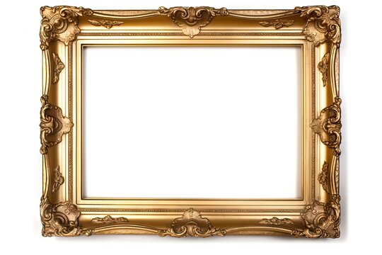 Timeless elegance. Golden vintage art frames on white background isolated. Antique frame design. Retro gallery. Preserving history. Classic antique borders