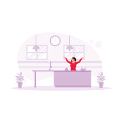 Female vlogger creates cooking content in a modern kitchen. Using a cell phone mounted on a tripod. Content Creator concept. Trend Modern vector flat illustration