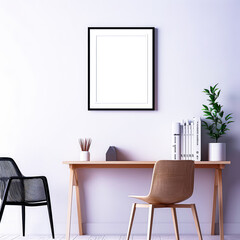 A vibrant living room featuring a mock-up of a photo frame, perfect for adding a touch of personality and creativity to your decor.