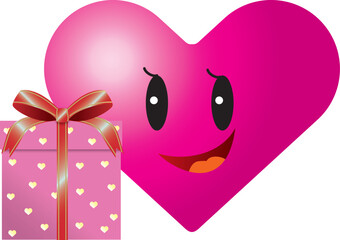 プレゼントボックスとハートのキャラクター
