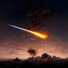meteor crashing into alien world astronauts hide hd ultra realistic photo realistic vibrant epic 