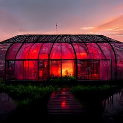 real greenhouse beautiful sunset crimson lights wetcore 