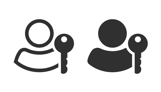 User pass key icon vector graphic pictogram, personal passkey digital virtual access simple glyph line outline art symbol, secure password safety electronic internet online technology image clipart