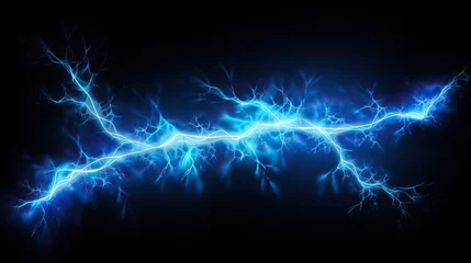 Foto op Aluminium Abstract blue lightning on dark background © ellisa_studio