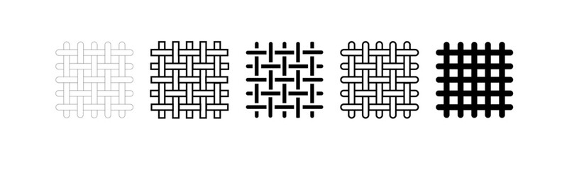Textile fabric icons. Textile symbol. Interlacing of fibers. Vector