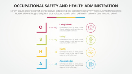 osha The Occupational Safety and Health Administration template infographic concept for slide presentation with modified square shape vertical stack 4 point list with flat style