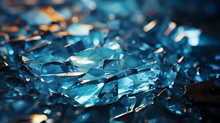 Abstract illustration of shattered glass with light reflections and textures, suitable for concepts related to disruption and chaos - created by Generative AI - obrazy, fototapety, plakaty