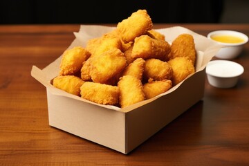pile of nuggets inside a take-out box