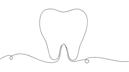 Tooth icon in continuous line drawing style. Vector illustration.