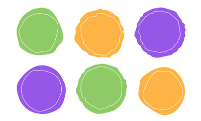 Colorful doodle frame collection. Childish style vector illustration of hand drawn circle shapes and lines