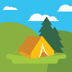 camping tent with a natural theme