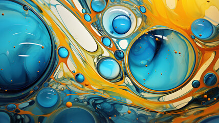 Liquid acid texture. Blue and yellow background. Background concept. Generative AI