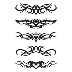 Collection of monochrome tribal tattoo designs