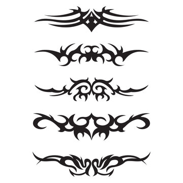 Collection of hand drawn black tribal tattoos