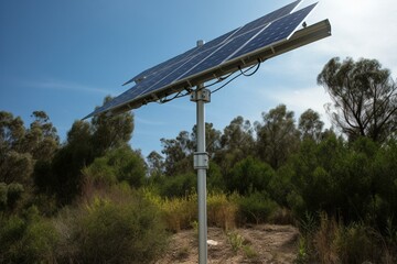 Solar panels with pole. Generative AI