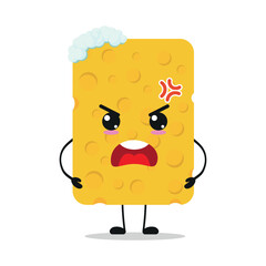 Cute angry sponge character. Funny mad wash cartoon emoticon in flat style. closet vector illustration