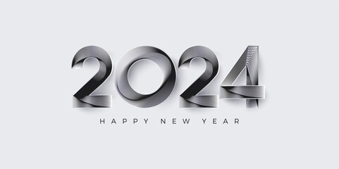 Unique and modern 2024 number design. With elegant and clean striped numbers. Premium design to celebrate new year 2024.