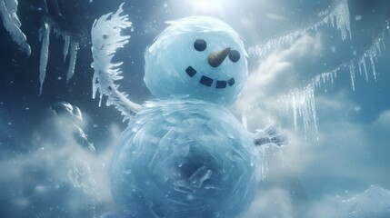 Obraz premium a captivating ice snowman that stands as a testament to artistic brilliance. 
