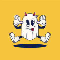 Halloween Retro Mascot Character Illustration