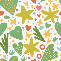 a colorful star and heart pattern seamless pattern