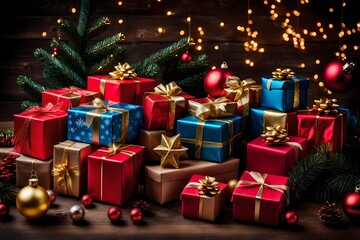 christmas tree and gifts