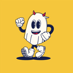 Halloween Retro Mascot Character Illustration