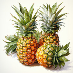 Fototapeta premium watercolor Pineapple clipart, Generative Ai