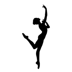 Silhouette of a female ballet dancer in action pose. Silhouette of a ballerina girl dancing pose.