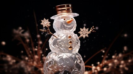 a radiant ice snowman that enchants with its intricate craftsmanship. 