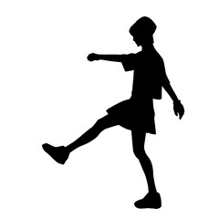 Silhouette of a woman in casual outfit walking. Silhouette of an ordinary people walking.