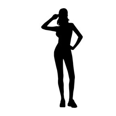 Silhouette of a female model slim or slender body curves.