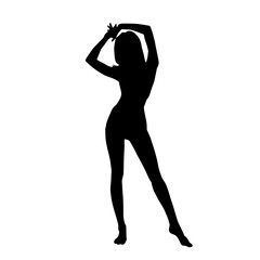 Silhouette of a female model slim or slender body curves.