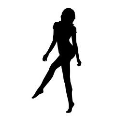 Silhouette of a woman in casual costume jumping or dancing pose.